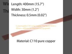 Customizable C110 Long Copper Flat Rod 0.5mm x 30mm x 400mm for Mechanical Equipment