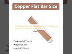 C110 Copper Flat Rod 6 Inches Long 10mm Thickness Essential for Industrial Needs